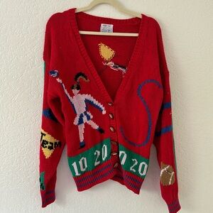 Vintage Football Kitschy Knit Cardigan